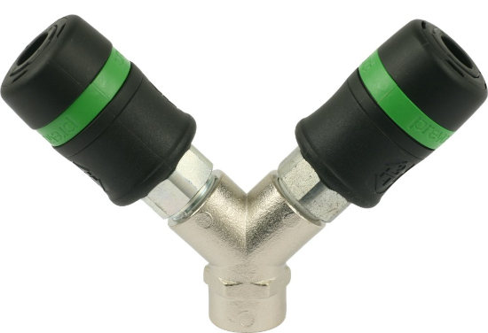 Afbeeldingen van 2-wegverdeler grip groen G½" binnendraad
