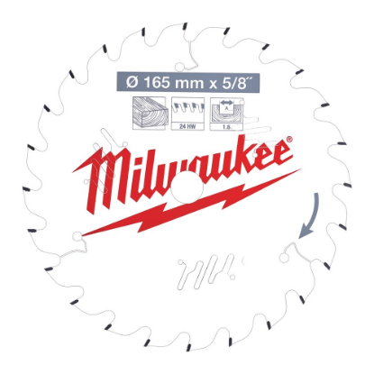 Afbeeldingen van MILWAUKEE Cirkelzaagblad hout ATB +15° 165X15,87X1,6MM 24T