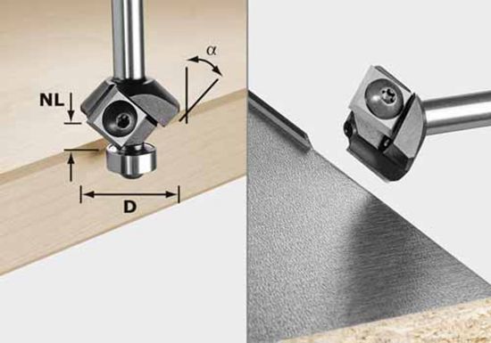 Afbeeldingen van FESTOOL Keermes-fasefrees HW 45°schacht 8MM 27MM 12X12MM KL