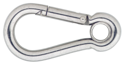 Afbeeldingen van Karabijnhaak met kous C-DIN5299 RVS316 50X5MM