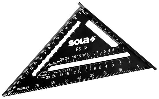 Afbeeldingen van SOLA Meetdriehoek metrisch aluminium zwart gecoat RS 185X185MM