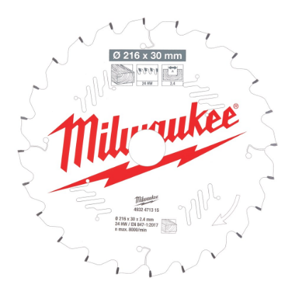 Afbeeldingen van MILWAUKEE Cirkelzaagblad MS W hout 216X30X2,4MM ATB 24T -5°