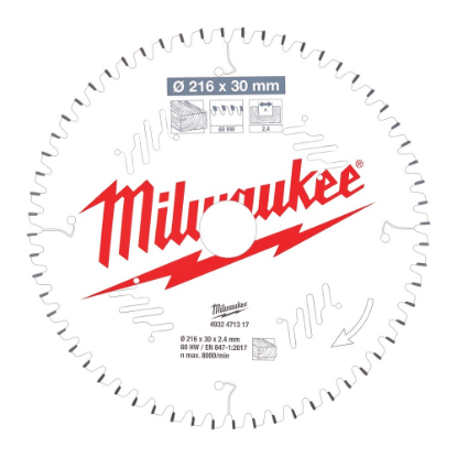 Afbeeldingen van MILWAUKEE Cirkelzaagblad MS W hout 216X30X2,4MM ATB 60T -5°