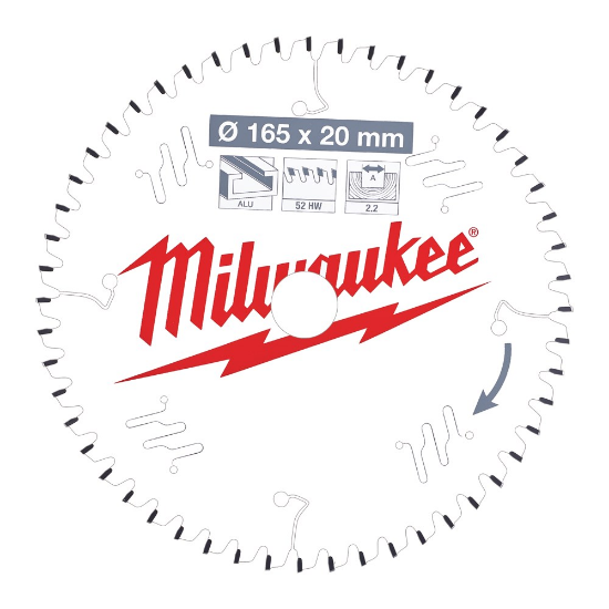 Afbeeldingen van MILWAUKEE Cirkelzaagblad P ALU 165X20X2,2MM TF 52T -5°