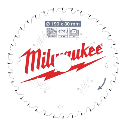 Afbeeldingen van MILWAUKEE Cirkelzaagblad P W hout 190X30X1,6MM Thin Kerf ATB 36T +15°