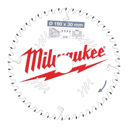 Afbeeldingen van MILWAUKEE Cirkelzaagblad P W hout 190X30X2,1MM Thin Kerf ATB 48T +10°