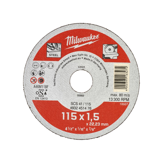 Afbeeldingen van MILWAUKEE Doorslijpschijf metaal dun Contractor SCS41 115X1,5MM