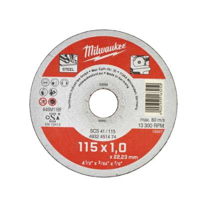 Afbeeldingen van MILWAUKEE Doorslijpschijf metaal dun Contractor SCS41 115X1MM