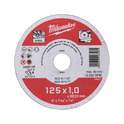 Afbeeldingen van MILWAUKEE Doorslijpschijf metaal dun Contractor SCS41 125X1MM