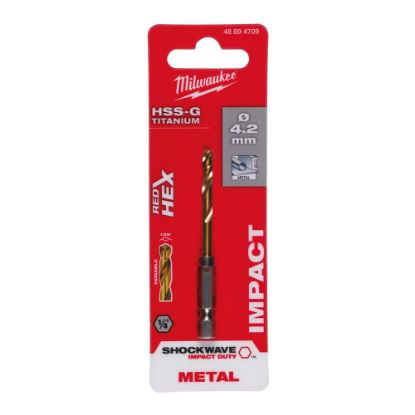 Afbeeldingen van MILWAUKEE Metaalboor HSS-G TiN SHOCKWAVE 4,2X74MM