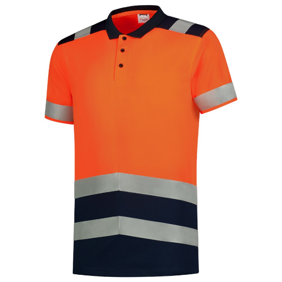 Afbeeldingen van TRICORP Poloshirt High Vis bi-colour 203007 fluor oranje/inkt 5XL