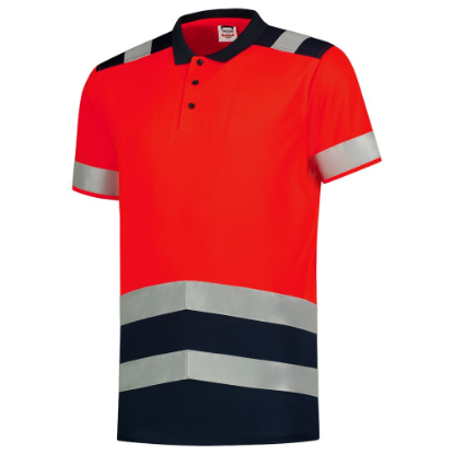 Afbeeldingen van TRICORP Poloshirt High Vis bi-colour 203007 fluor rood/inkt 2XL