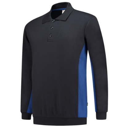 Afbeeldingen van Polosweater Bicolor NavyRoyalblue Maat S