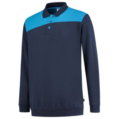 Afbeeldingen van TRICORP Polosweater bi-colour Naden 302004 inkt/turquoise 2XL