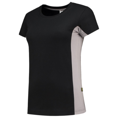 Afbeeldingen van TRICORP T-shirt bi-colour dames 102003 zwart/grijs S