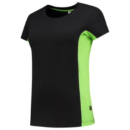 Afbeeldingen van TRICORP T-shirt bi-colour dames 102003 zwart/limoen L