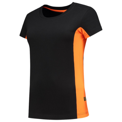 Afbeeldingen van TRICORP T-shirt bi-colour dames 102003 zwart/oranje 2XL