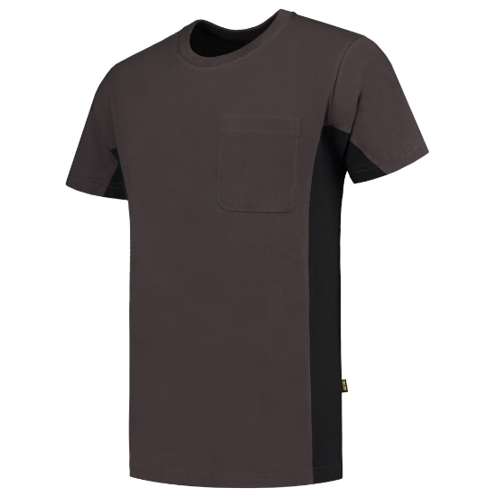 Afbeeldingen van TRICORP T-shirt bi-colour met borstzak 102002 donkergrijs/zwart 4XL