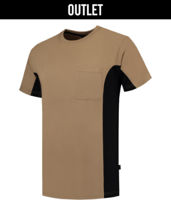 Afbeeldingen van TRICORP T-shirt bi-colour met borstzak 102002 khaki/zwart XS