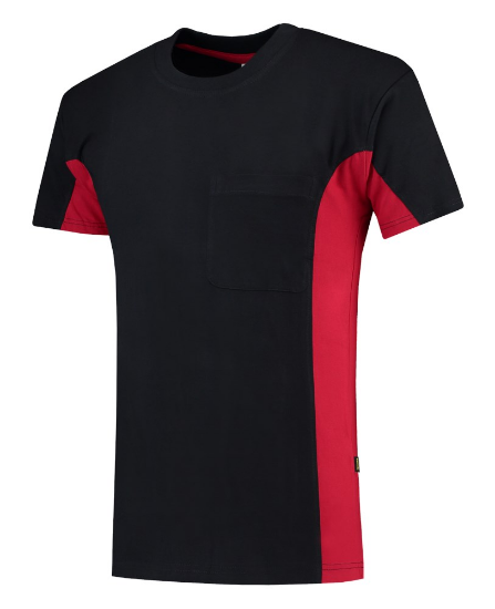 Afbeeldingen van TRICORP T-shirt bi-colour met borstzak 102002 navy/rood 4XL