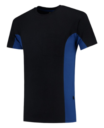 Afbeeldingen van TRICORP T-shirt bi-colour met borstzak 102002 navy/royal blauw XS