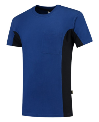 Afbeeldingen van TRICORP T-shirt bi-colour met borstzak 102002 royal blauw/navy 4XL
