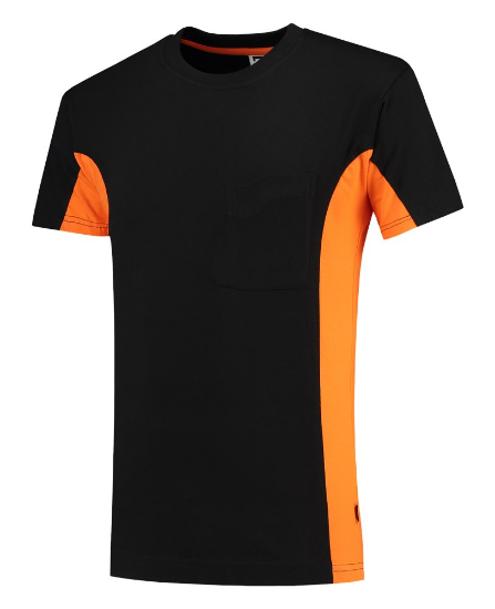 Afbeeldingen van TRICORP T-shirt bi-colour met borstzak 102002 zwart/oranje XS