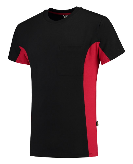 Afbeeldingen van TRICORP T-shirt bi-colour met borstzak 102002 zwart/rood XS