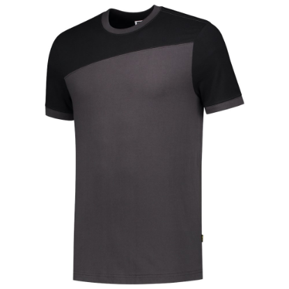 Afbeeldingen van TRICORP T-shirt bi-colour Naden 102006 donkergrijs/zwart XS