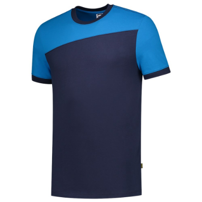 Afbeeldingen van TRICORP T-shirt bi-colour Naden 102006 inkt/turquoise XS