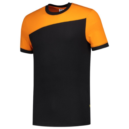 Afbeeldingen van TRICORP T-shirt bi-colour Naden 102006 zwart/oranje XS