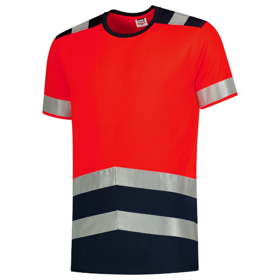 Afbeeldingen van TRICORP T-shirt High Vis bi-colour 103006 fluor rood/inkt 2XL