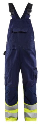 Afbeeldingen van BLÅKLÄDER Bretelbroek 2662 marineblauw/High Vis geel D84
