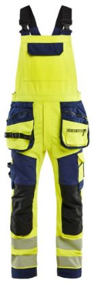Afbeeldingen van BLÅKLÄDER Bretelbroek met 4-weg stretch 2626 High Vis geel/marineblauw C48