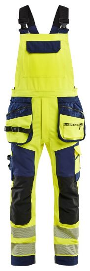 Afbeeldingen van BLÅKLÄDER Bretelbroek met 4-weg stretch 2626 High Vis geel/marineblauw C44