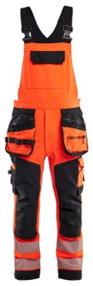 Afbeeldingen van BLÅKLÄDER Bretelbroek met 4-weg stretch 2626 High Vis rood/zwart C46