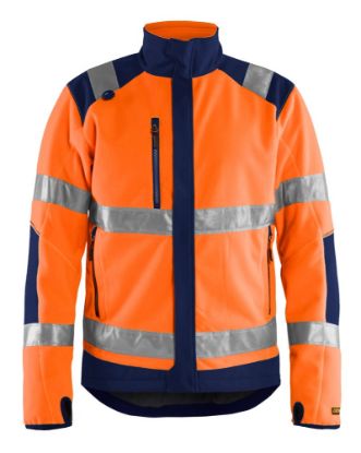 Afbeeldingen van BLÅKLÄDER Fleecejack winddicht 4888 High Vis oranje/marineblauw XS