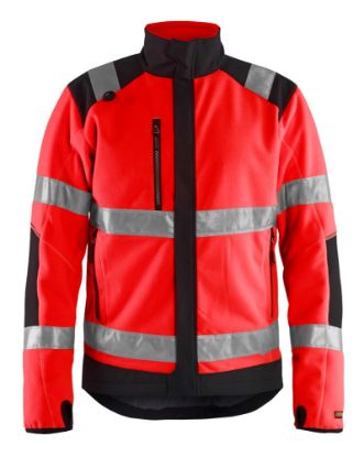 Afbeeldingen van BLÅKLÄDER Fleecejack winddicht 4888 High Vis rood/zwart L