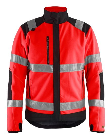 Afbeeldingen van BLÅKLÄDER Fleecejack winddicht 4888 High Vis rood/zwart M