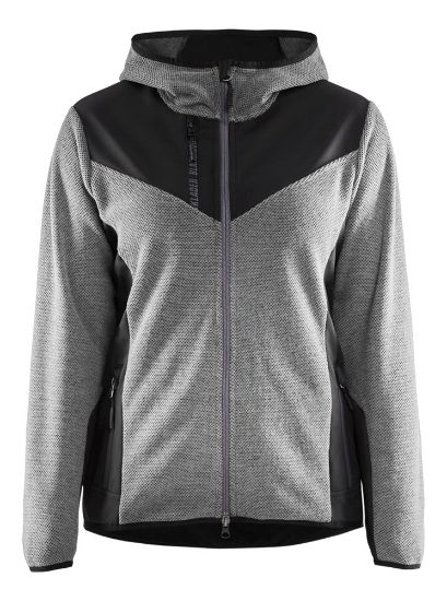 Afbeeldingen van BLÅKLÄDER Gebreid jack dames met softshell 5941 grijs mêlee/zwart XS
