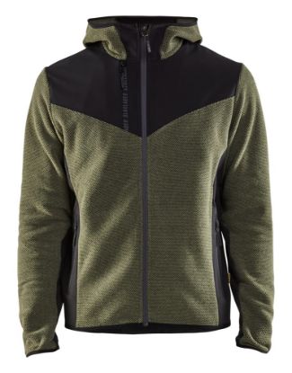 Afbeeldingen van BLÅKLÄDER Gebreid jack met softshell 5940 herfstgroen/zwart L