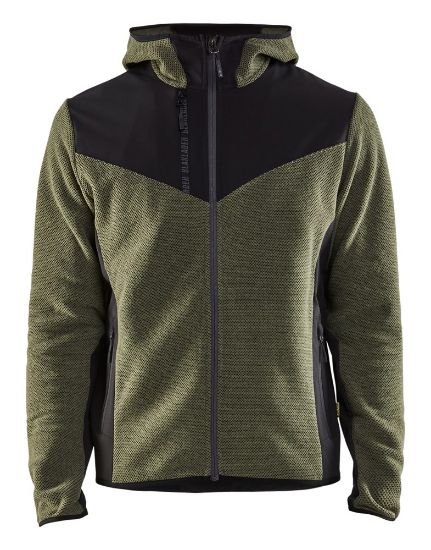 Afbeeldingen van BLÅKLÄDER Gebreid jack met softshell 5940 herfstgroen/zwart M