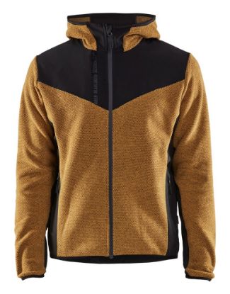 Afbeeldingen van BLÅKLÄDER Gebreid jack met softshell 5940 honinggoud/zwart XS