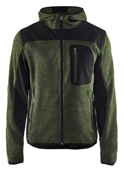 Afbeeldingen van BLÅKLÄDER Gebreid vest met softshell 4930 army groen/zwart 4XL