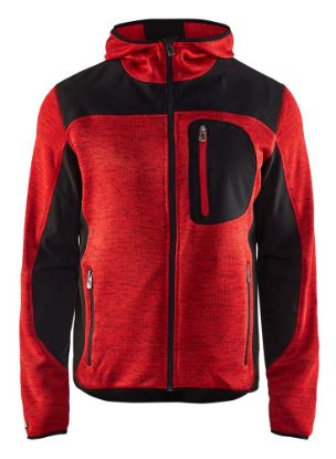 Afbeeldingen van BLÅKLÄDER Gebreid vest met softshell 4930 rood/zwart 3XL