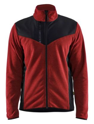 Afbeeldingen van BLÅKLÄDER Gebreid vest met softshell 5942 gebrand rood/zwart 4XL