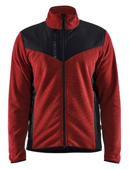 Afbeeldingen van BLÅKLÄDER Gebreid vest met softshell 5942 gebrand rood/zwart XS