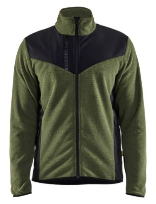 Afbeeldingen van BLÅKLÄDER Gebreid vest met softshell 5942 herfstgroen/zwart 4XL