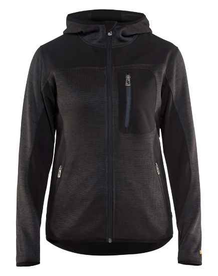 Afbeeldingen van BLÅKLÄDER Gebreid vest met softshell dames 4931 donkergrijs/zwart S