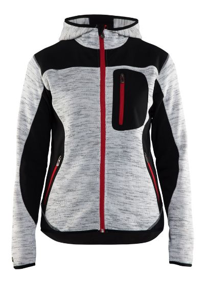 Afbeeldingen van BLÅKLÄDER Gebreid vest met softshell dames 4931 grijs mêlee/zwart 2XL